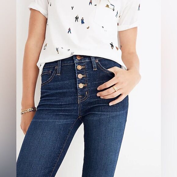 Madewell High Rise Skinny Exposed Button Fly Stretch Jean Hayes Wash J9491 - Picture 2 of 2